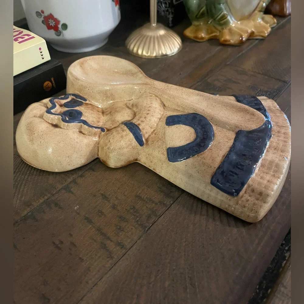Vintage Burlap Doll Ceramic Spoon Rest